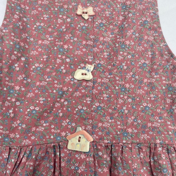 Dogwood Lane peasant prairie dress floral with one pocket. Ceramic buttons - Picture 4 of 6